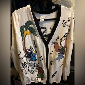 Disney 100 Cream Cardigan with Characters and Musical Notes
